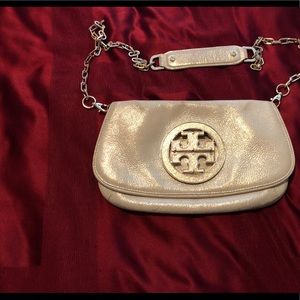 Tory Burch Reva Gold Glitter Clutch